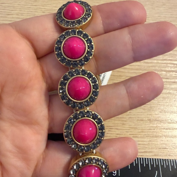J. Crew Jewelry - J. Crew Gold-Tone Bracelet with Hot Pink Cabochons